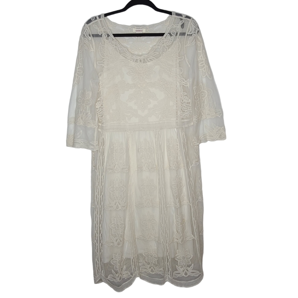 Sundance Floral Embroidered Midi Dress Medium